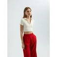 thumbnail image 3 of V Neck Polo Crop Top, 3 of 5