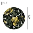 thumbnail image 2 of 12 Inch Wall Clock Battery Operated Silent Clock Decorative for Office, Kitchen, Outdoor, Living Room，Floral Pattern Green Yellow Small Flowers Flowery Bright Flower Painting, 2 of 4