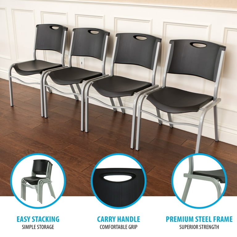 Lifetime Plastic Indoor Outdoor Stacking Chair 4 Pack Black Walmart