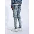 thumbnail image 3 of Crysp Denim Men's Skywalker Moto Distressed Rips Skinny Fit Stretch Denim Jeans (30, Light Blue), 3 of 6