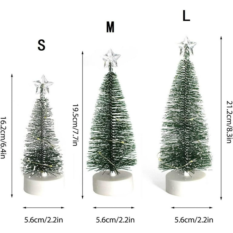 3 Pcs Light up Mini Tabletop Christmas Trees - Small Artificial