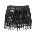 thumbnail image 4 of DHFJKG Womens Skirts Latin Dance Glitter Sequins Tassels Mini Skirt With Asymmetric Hem Performance Wear Soft Skirt, 4 of 4