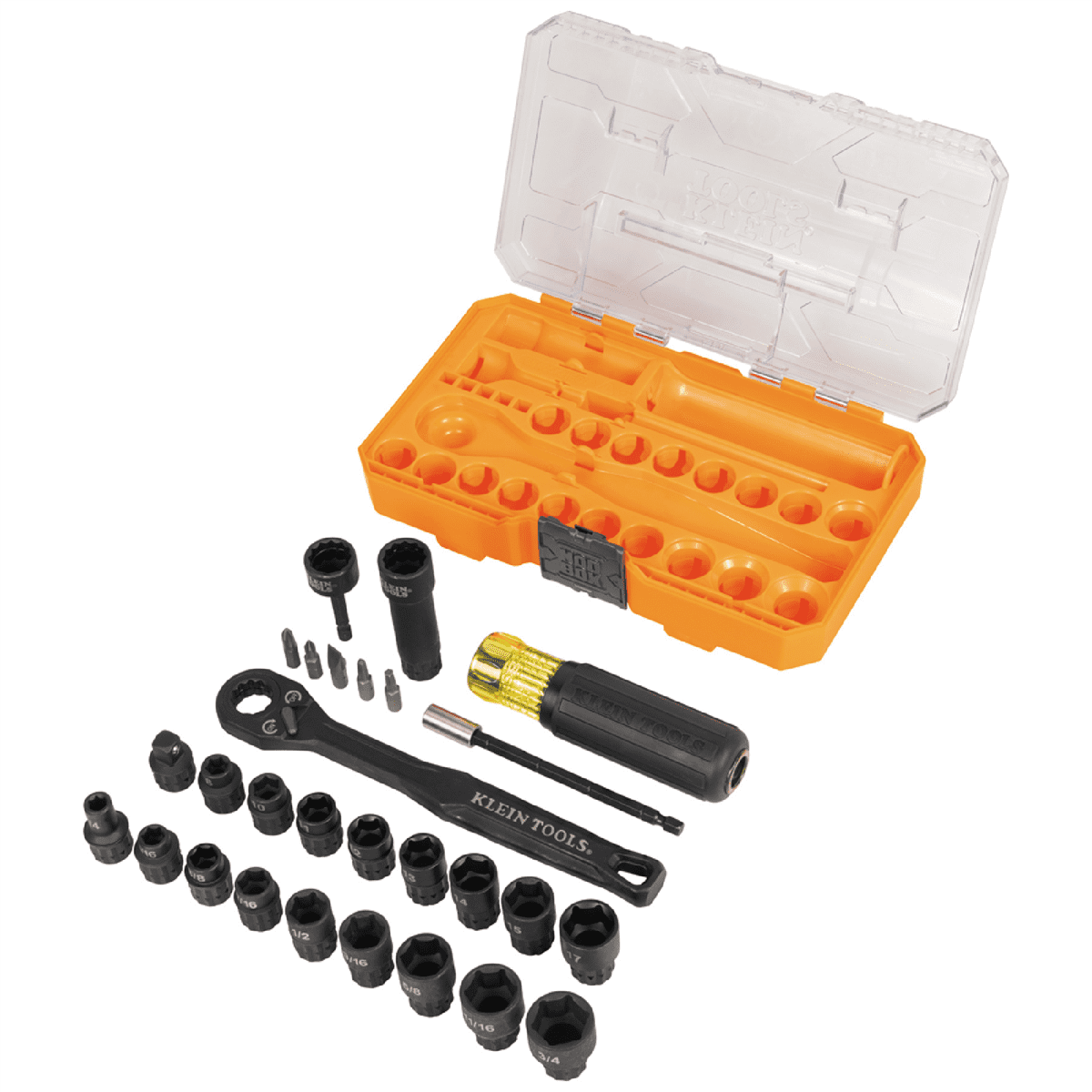 Klein Tools KNECT Essential Pass Through Impact Socket Set, SAE, Metric, 28-Piece