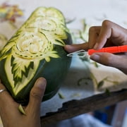 5 Pcs Fruit Carving Knife Set, Chef’s Fruit Sculpting Tools, Includes Double Line Round Carving Heads, Ideal for Clay, Ceramic, Cake Decorating and Vegetable Art