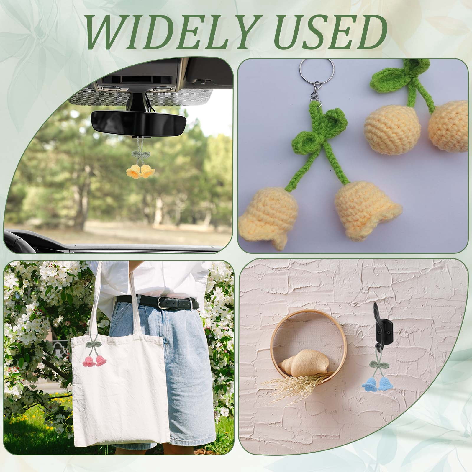 Unique Bargains Crochet Car Hanging Accessory with Cute Tulip Flowers Yellow