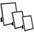 thumbnail image 4 of Isaac Jacobs 5x7 Black Leather with Silver Metal Vertical & Horizontal Picture Frame, Shagreen Border w/ Black Fabric Easel, Wall-Mountable, Made For Tabletop, Photo Gallery, 4 of 5