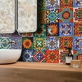 thumbnail image 4 of 24Piece Peel and Stick Tile Wall Stickers Kitchen Backsplash 6"x6" DIY Decals Multicolor Flower Pattern Vinyl Tiles, 4 of 8