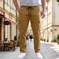 thumbnail image 7 of Nestiefly Mens Cargo Pants Relaxed Fit Chino Elastic Waist Multi Pocket Hiking Work Trousers Ginger M, 7 of 7