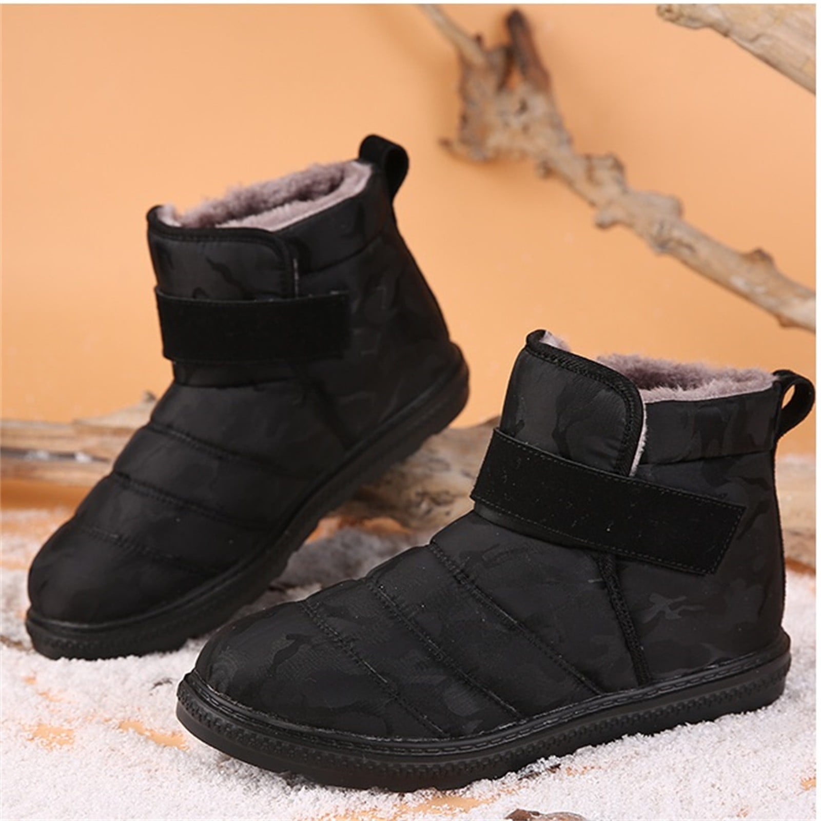 Acheter MCTIN Femmes Bottes De Neige En Peluche Plate-forme Chaussures Dames Décontracté Antidérapant Chaud Mi-mollet Bottes Hiver