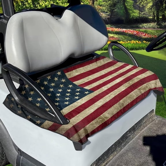 American Flag Golf Cart Seat Covers, Universal Fit for EZGO, Club Car, Yamaha 52"x32", 2 Passenger Golf Cart Seat Protector, Durable Washable