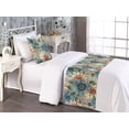 thumbnail image 2 of Floral Design Bed Runner Set, Autumn Flowers Boho with Dreamy Petals on Art Nouveau Backdrop, Decorative Bedding Scarf & a Pillow Sham for Hotels Homes, Twin, Pale Teal Cream Pale Ruby, by Ambesonne, 2 of 3