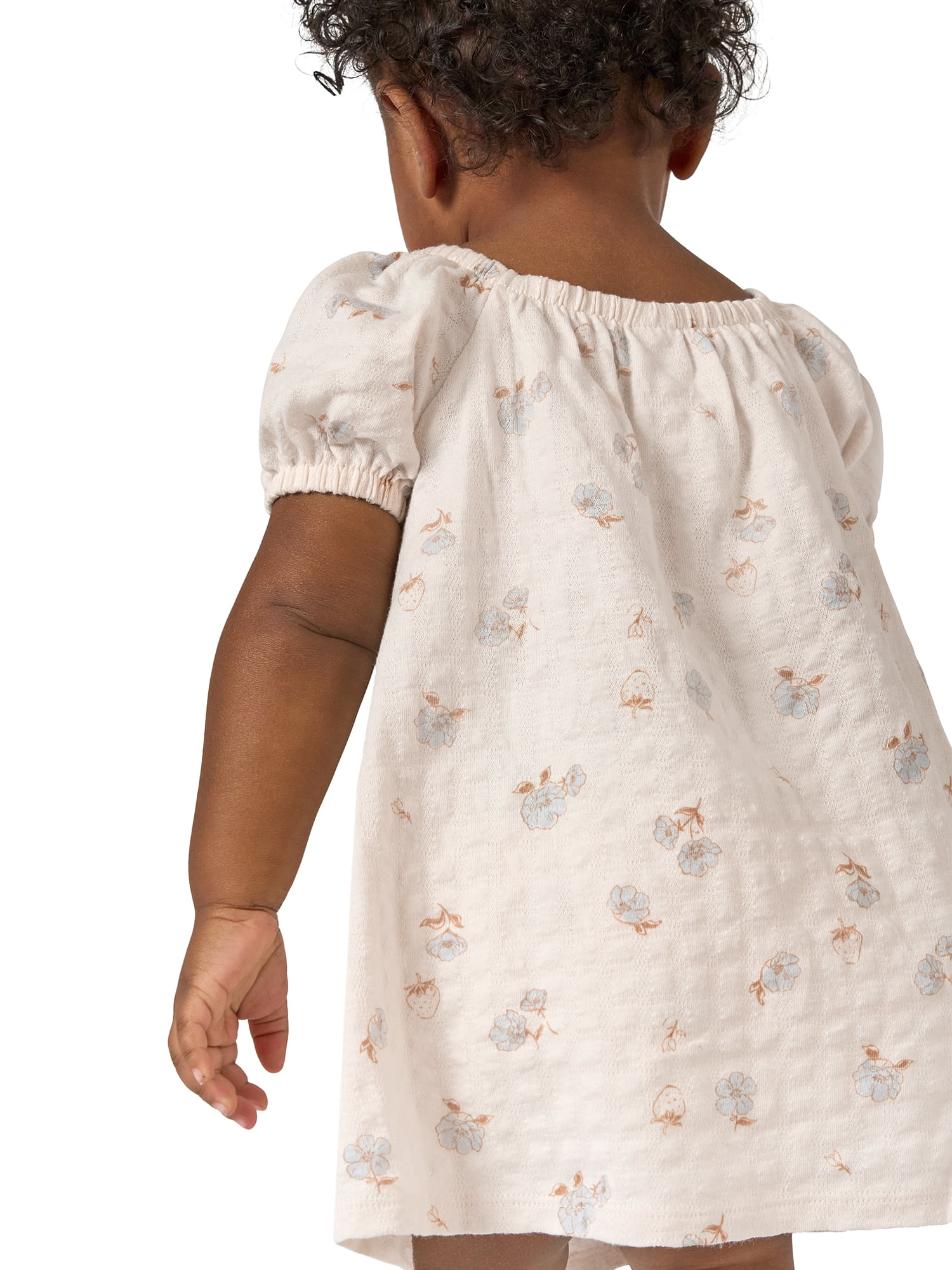 Modern Moments by Gerber Baby Girl Puff Sleeve Dress and Diaper Cover, 2-Piece, Sizes 0/3 Months - 24 Months