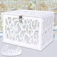 thumbnail image 1 of DIY Wedding Card Box with Slot PVC Hollow Wedding Envelope Box with Lock and Card Sign Money Box Card Box for Wedding Reception Birthday Baby Shower Graduation Party Supplies, 1 of 6
