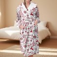 thumbnail image 2 of Women's Fleece Plush Robe Long Warm Plush Bathrobe Loungewear Jacket Printed Comfort Robe, 2 of 5