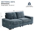 thumbnail image 2 of LEISLAND 73" Sectional Couches for Living Room, Modular Sofa Loveseat with Storage&USB Port, Modern Couches&Sofas with Low-Back Cushion and Detachable Cover(Blue), 2 of 8
