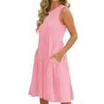 thumbnail image 4 of UVN Summer Tank Dresses for Women Crew Neck Flowy Midi Ladies Beach Dresses Casual Sleeveless Sundresses with Pockets, 4 of 9