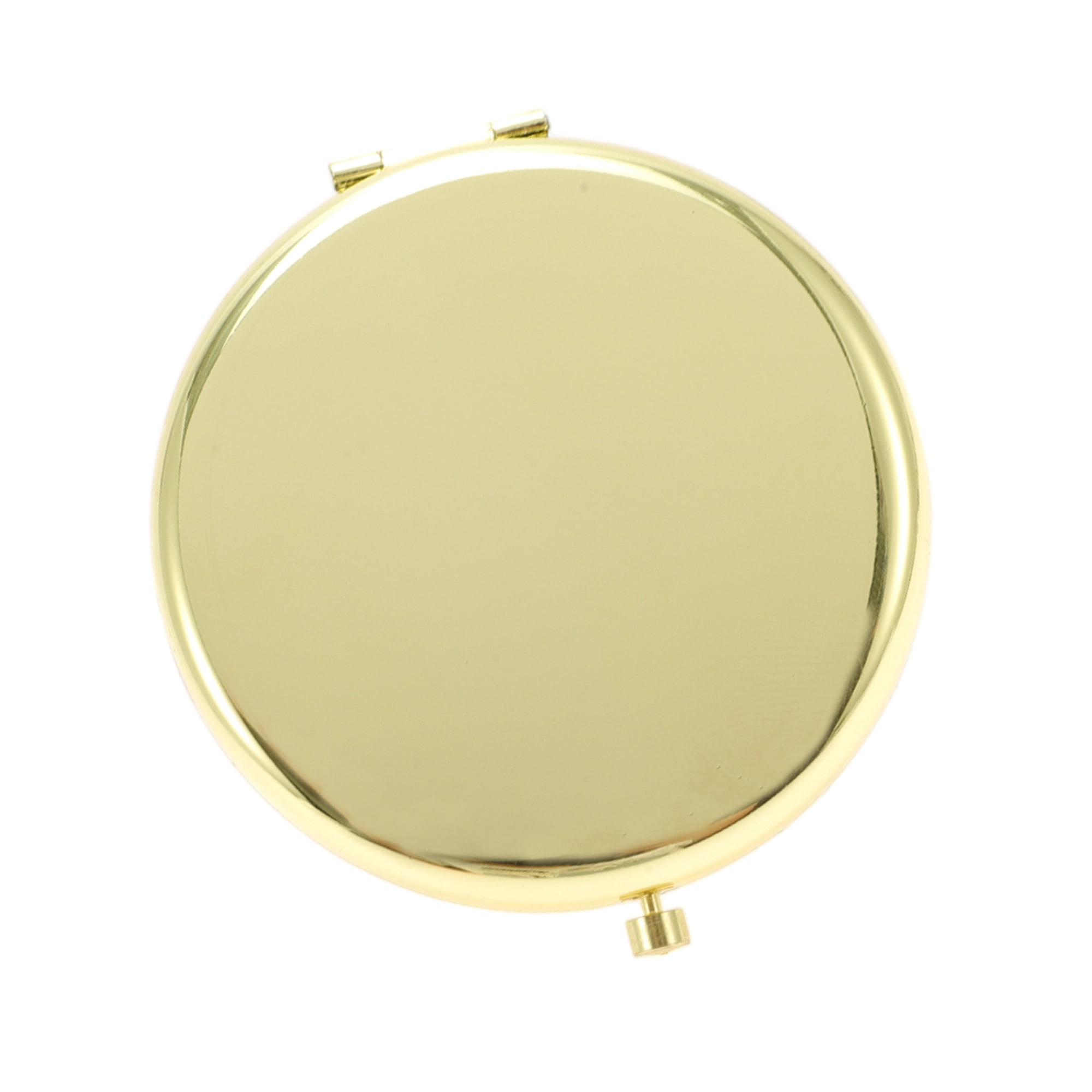 Unique Bargains 1Pc Simple Small Circle Makeup Mirror for Travel Vacation Gold Tone
