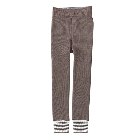 IFNWSV Girls Leggings Lined Thickened High Waist Pull On Warm Opaque Tights for Winter Outdoor Cold Weather Coffee 8-10 Years
