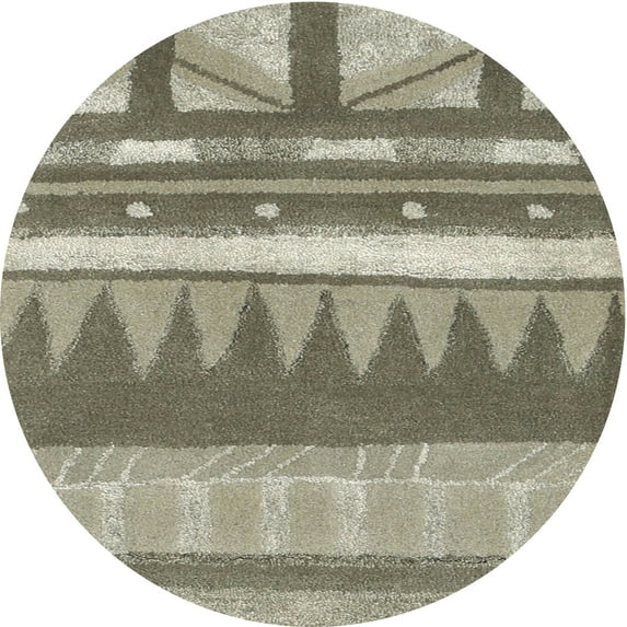 Ahgly Company Machine Washable Indoor Round Contemporary Sage Green Area Rugs, 7' Round