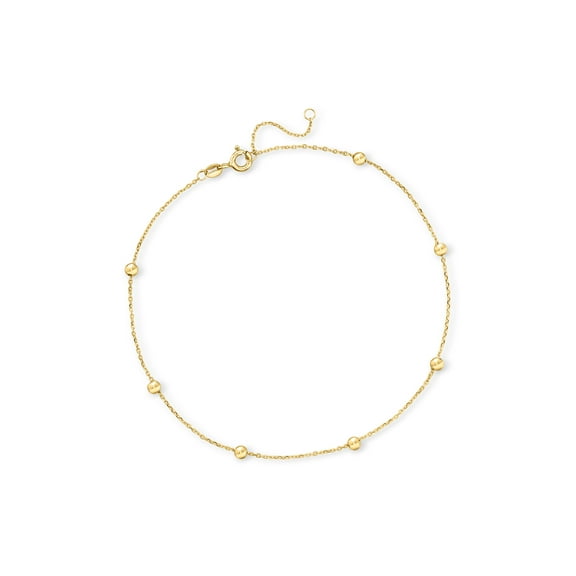 Ross-Simons Italian 3mm 10kt Yellow Gold Bead Station Anklet, Women's, Adult