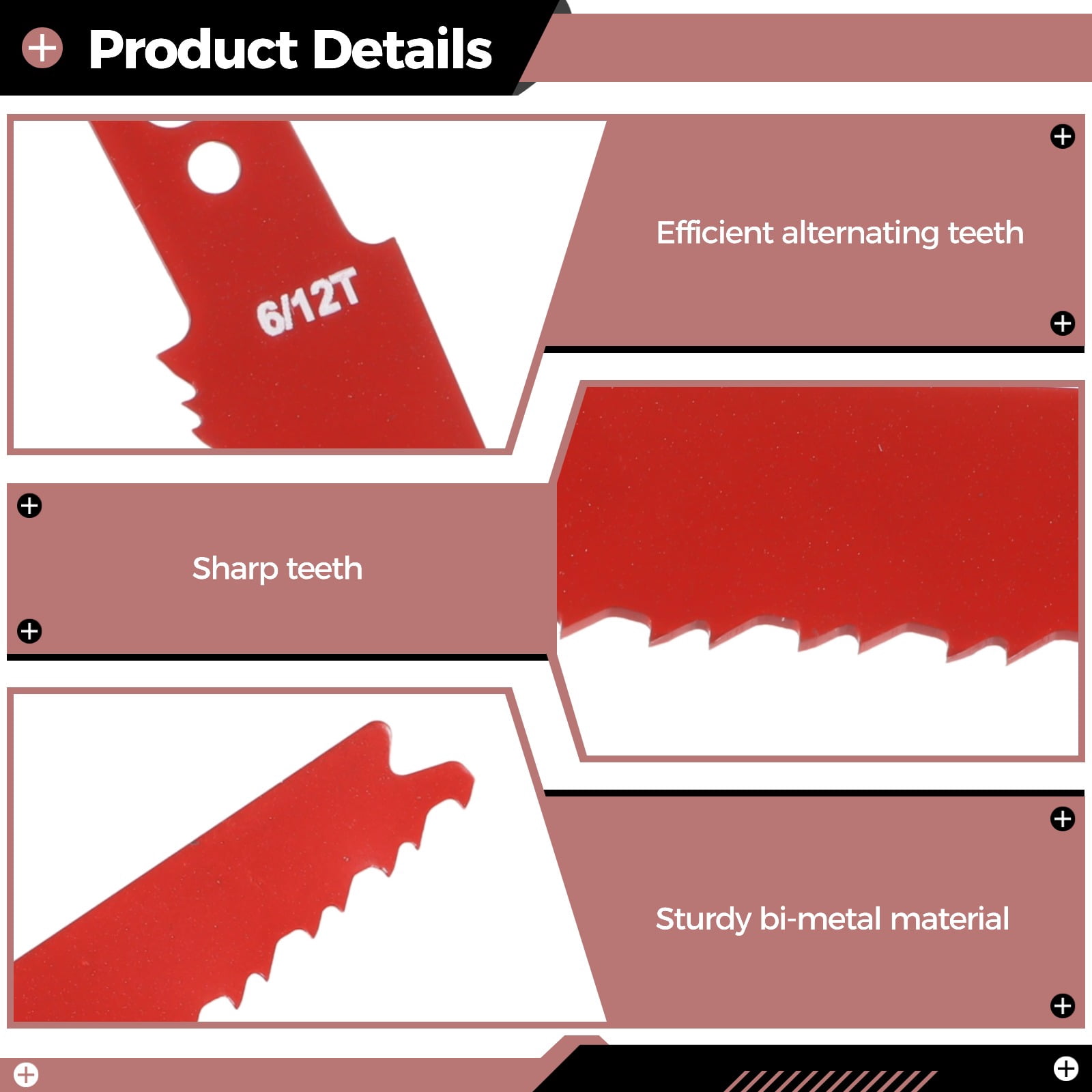 25 Pcs Reciprocating Saw Cutters, 9" 6/12 Tpi Bi-metal Cutting Saw Cutters, Metal Pruner Saw Cutting Tools for Cutting Embedded Wood, Metal, PVC Pallets