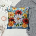 thumbnail image 2 of Orinice 18 x 18 Inch Spring Floral Pillow Cover - 'Bloom' Daisies Farmhouse Rustic Cushion Case, Perfect for Sofa Couch Country Home Decor(Blue), 2 of 5