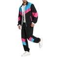 thumbnail image 5 of BELTNOV Men's 2 Piece Sets 80s 90s Tracksuit Long Sleeve Jacket with Elastic Waist Pants Set for Daily Wear Black, 5 of 6