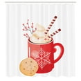thumbnail image 2 of Ambesonne Hot Chocolate Shower Curtain, Xmas Food Art Mug, 69"Wx84"L, Dark Pink Peach White, 2 of 4