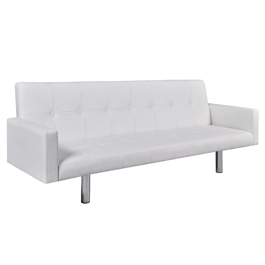 Kepooman Modern Folding Artificial Leather Sofa Bed for Home Office, White Kepooman Modern Folding Artificial Leather Sofa Bed for Home Office, White