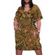 thumbnail image 1 of Acuarela Patrón floral negro y marrón Vestido largo holgado con bolsillos, 1 of 6