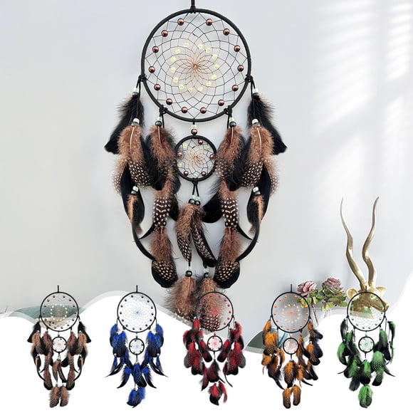 Lekihaqq Handmade Boho Dreamcatcher With Feathers Natural Woven Wall Hanging Decor Bohemian Healing Ornament Gift for Women Bedroom Living Room Office Home Art