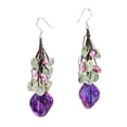 thumbnail image 4 of Green Aventurine Cluster Purple Shell Drop Sterling Silver Earrings, 4 of 4