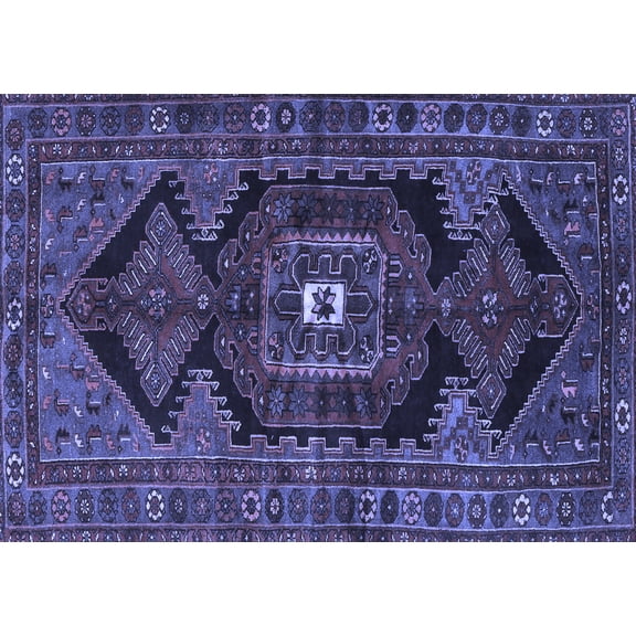 Ahgly Company Indoor Rectangle Persian Blue Traditional Area Rugs, 5' x 7'