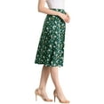 thumbnail image 4 of INSPIRE CHIC Women's High Waisted Split Hem A-Line Floral Skirt S Satin Green, 4 of 6