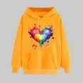 thumbnail image 2 of VBTAPA Womens Valentines Day Graphic Hoodies Trendy Casual Long Sleeve Heart Print Hooded Sweatshirt Comfort Pocket Drawstring Pullover Hooidie Yellow L, 2 of 6