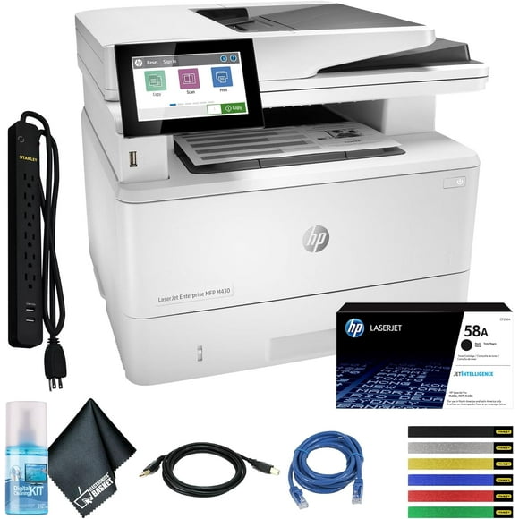 HP LaserJet Enterprise MFP M430f Monochrome Laser Printer + Surge Protector + More