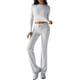 thumbnail image 3 of Conjunto de Chándal de Larga con Cuello Redondo y Pantalones Acampanados de Cintura Alta para Mujer. Flores Blancas y Grises L, 3 of 9