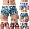 thumbnail image 4 of WREESH Men's Swim Trunks Square Cut Shorts Print Swim Suits Fashion Elastic Waistband Beach Shorts Casual Drawstring Sports Shorts Bathing Suits Orange, 4 of 4