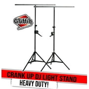 Griffin DJ Light Stands (2 Pack) - Stage Lighting Truss System - Crank Up Portable Speaker Tripod Standing Rig - Adjustable Trussing DJ Kit T Bar Mount for Can Lights Music Performance Equipment