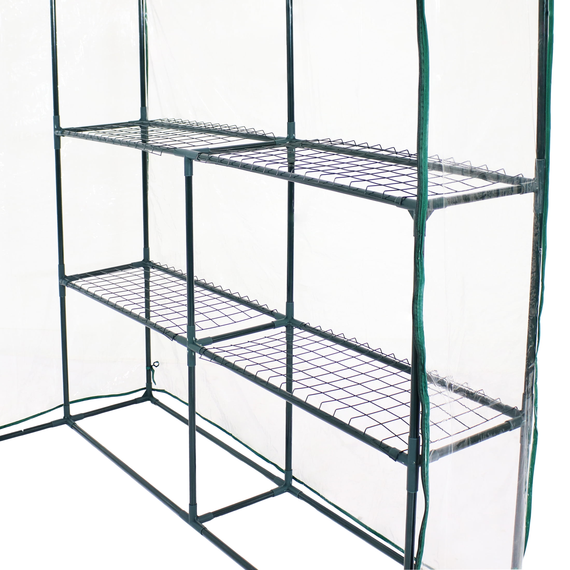 Sunnydaze 4.5' x 4.5' x 6.5' Outdoor Portable Walk-In Greenhouse with 4 Shelves, Clear Cover