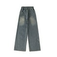 thumbnail image 3 of GYRATEDREAM Girl's Pull On Jeans Cute Star Baggy Denim Pants Elastic Waist Straight Wide Leg Jeans Trousers for Teen Girls 5-14Y, 3 of 12