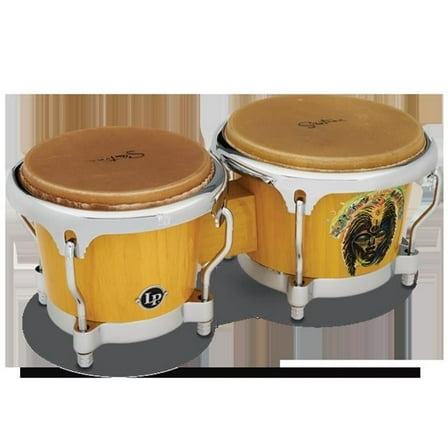 7.25-8.625 in. Santana Comfort Curve II Oak Africa Speaks Bongos, Vibrant Yellow Lacquer & Chrome