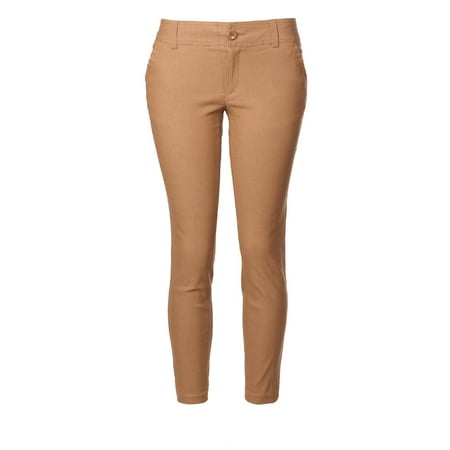 Made by Olivia Women's Classic Slim Skinny Solid Trousers Casual Business Office Pants Khaki (Best Business Casual Khakis)