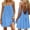 Blue, variant on Women's Short Backless Cami Lounge Dress, Sleeveless Lightweight Above Knee Mini Dress, Casual House Outfit for Beach Vacation Summer Getaways & Lounging, Green 3XL