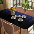 thumbnail image 3 of Navy Blue Black Ombre Table Cloths for 3 Foot Rectangle Tables, Modern Abstract Striped Gradient Patio Waterproof Elastic Fitted Tablecloths, Washable Rectangular Table Cover for Camping, 3 of 8