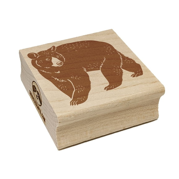 Walking American Black Bear Square Rubber Stamp Stamping Scrapbooking Crafting - Small 1.25in