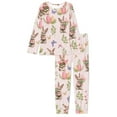 thumbnail image 3 of Suhoaziia Butterfly Rabbit Women Pajama Sets Pants Skin Friendly Long-Sleeve Lounge Set with Pocket,Happy Easter Leisure Comfy Pants Bottoms Size XL Durable O-neck Nightwear, 3 of 4