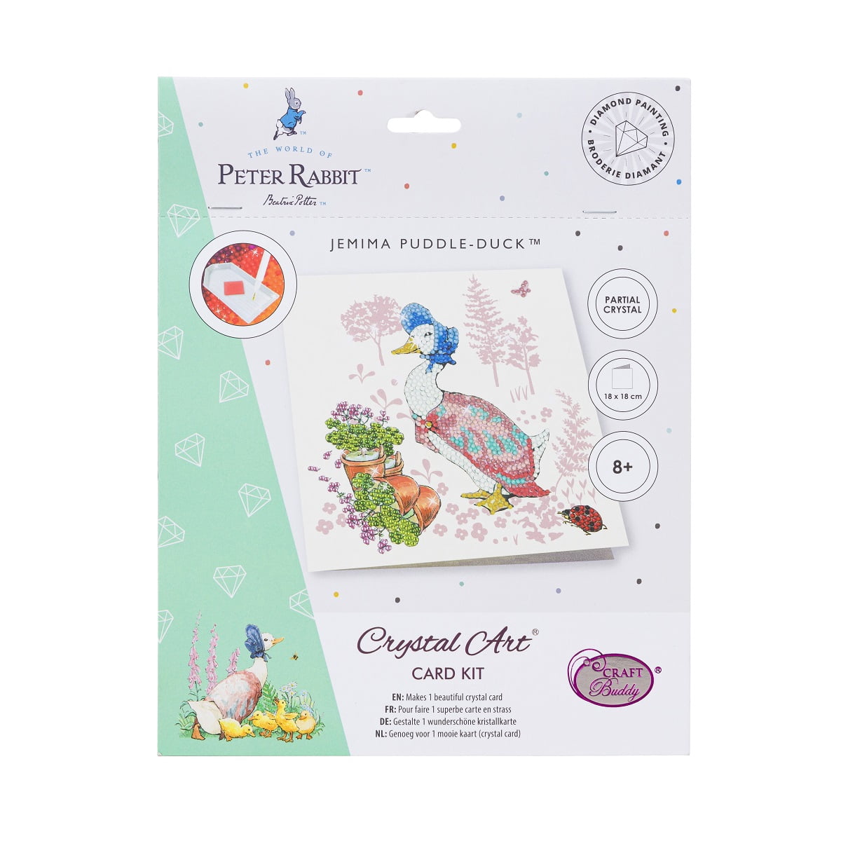 Crystal Art Diamond Painting Greeting Card Kit – Birds Design, 7x7 Inch, Includes Everything