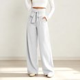 thumbnail image 6 of Tqcoqu Women's High Waisted Wide Leg Lounge Pants, Lightweight Loose Work Elastic Casual Outfits Trousers with Pockets, 6 of 7