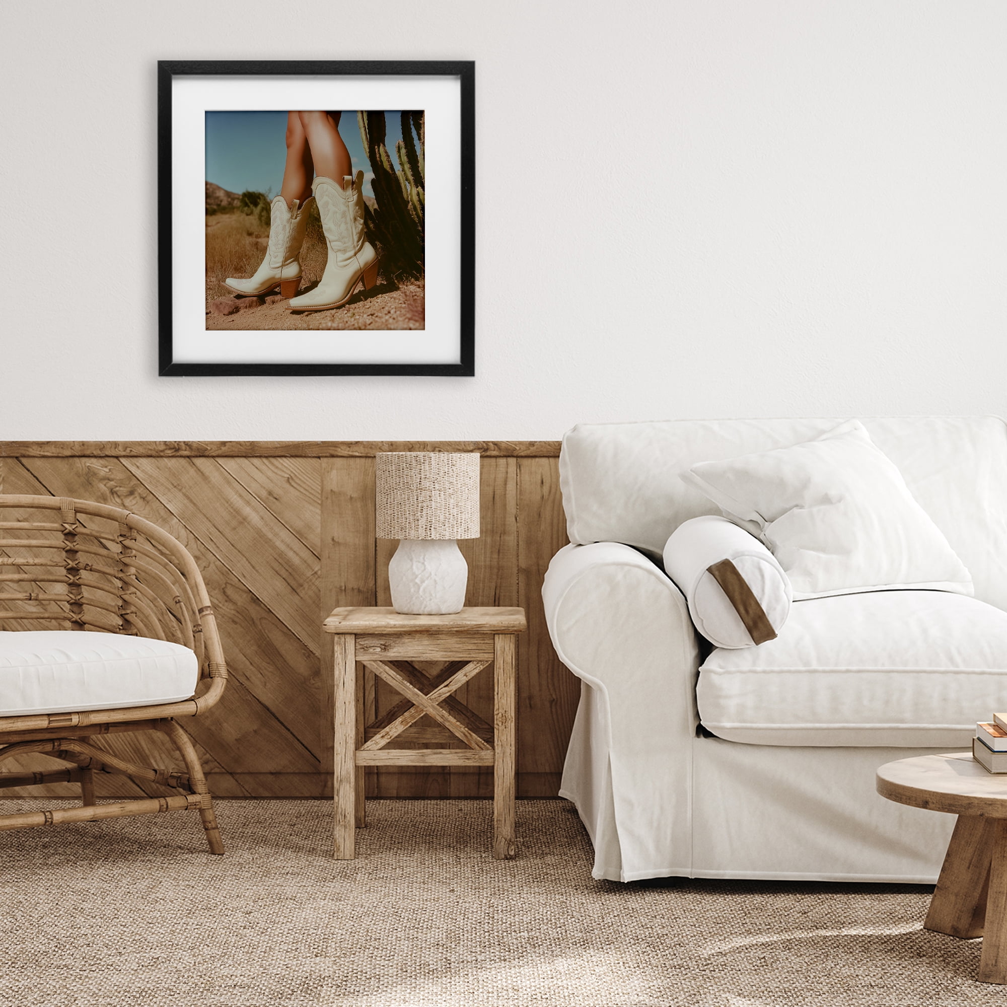 Stupell Industries Desert Boots Step Black Framed Print Under Glass, design by Heidi Kuntz